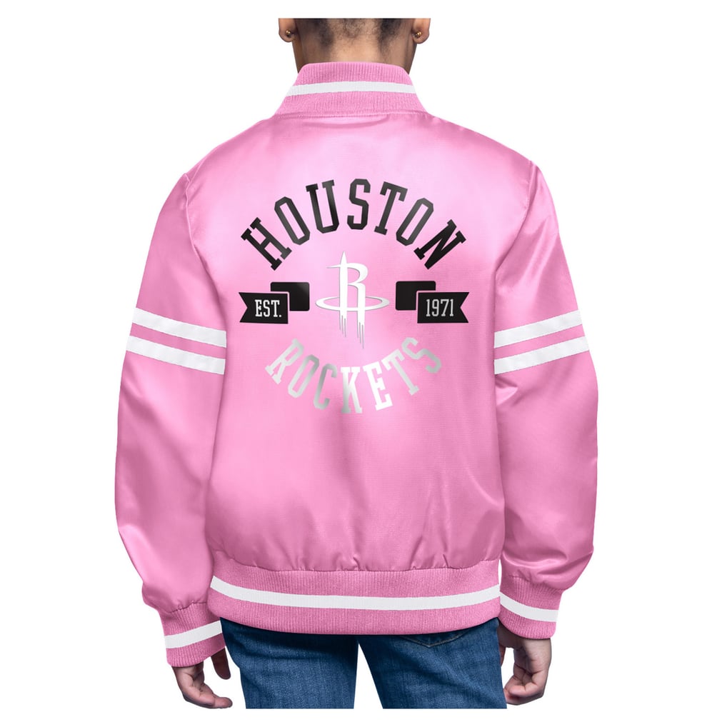  Houston Rockets Starter Youth Printed Logo Varsity Satin Full-Snap Jacket - Pink